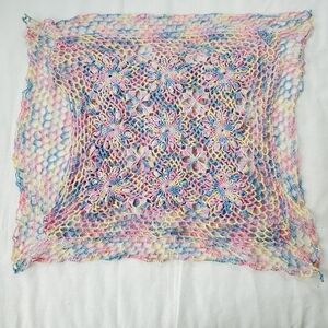 Vintage Multi-Colored Thread Crocheted Pillow Cover 15" x 15" Grannycore Cottage